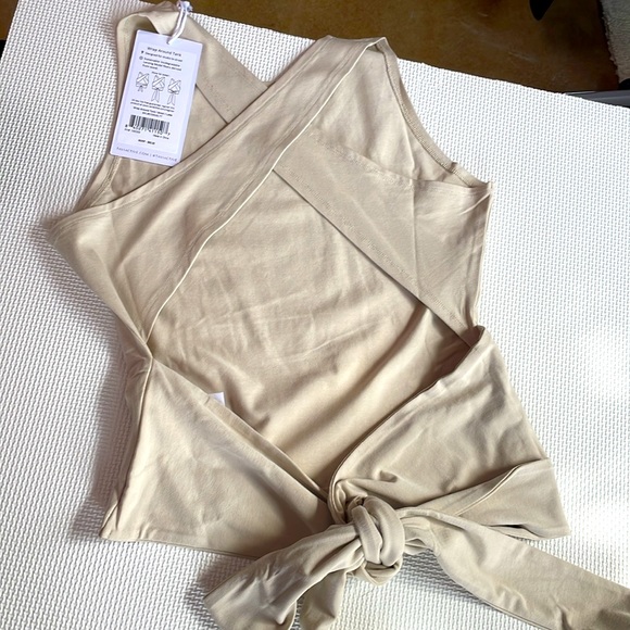 Wrap around cross back soft sand color tank. Great over cute sports bra or lace - Picture 2 of 2